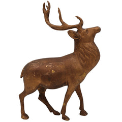 Brass Deer Idol Hiran Mrig Statue | Peetal Pittal Figurine | Antique Decorative Showpiece for Home, Temple & Pooja Room,Brown, 10.5 Inch, 1 Piece