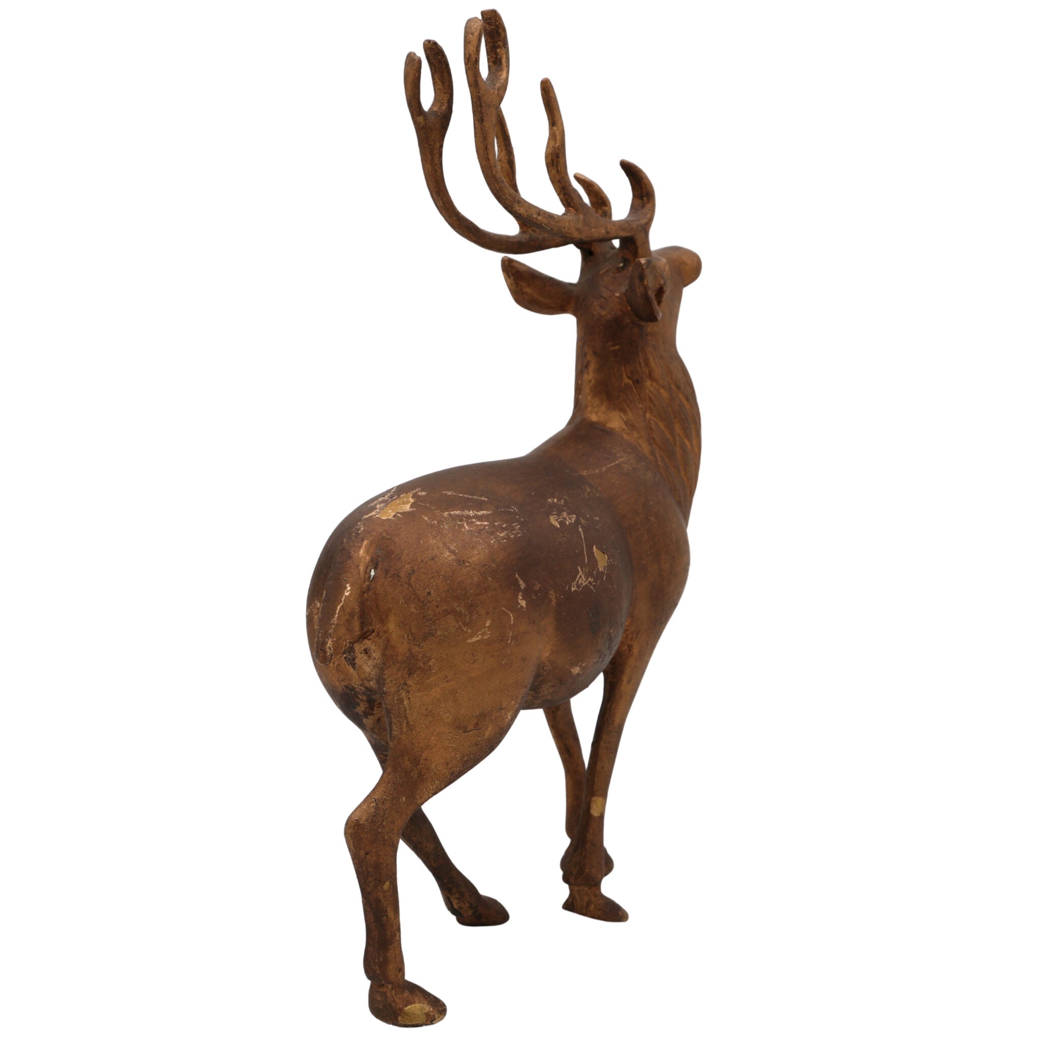 Brass Deer Idol Hiran Mrig Statue | Peetal Pittal Figurine | Antique Decorative Showpiece for Home, Temple & Pooja Room,Brown, 10.5 Inch, 1 Piece