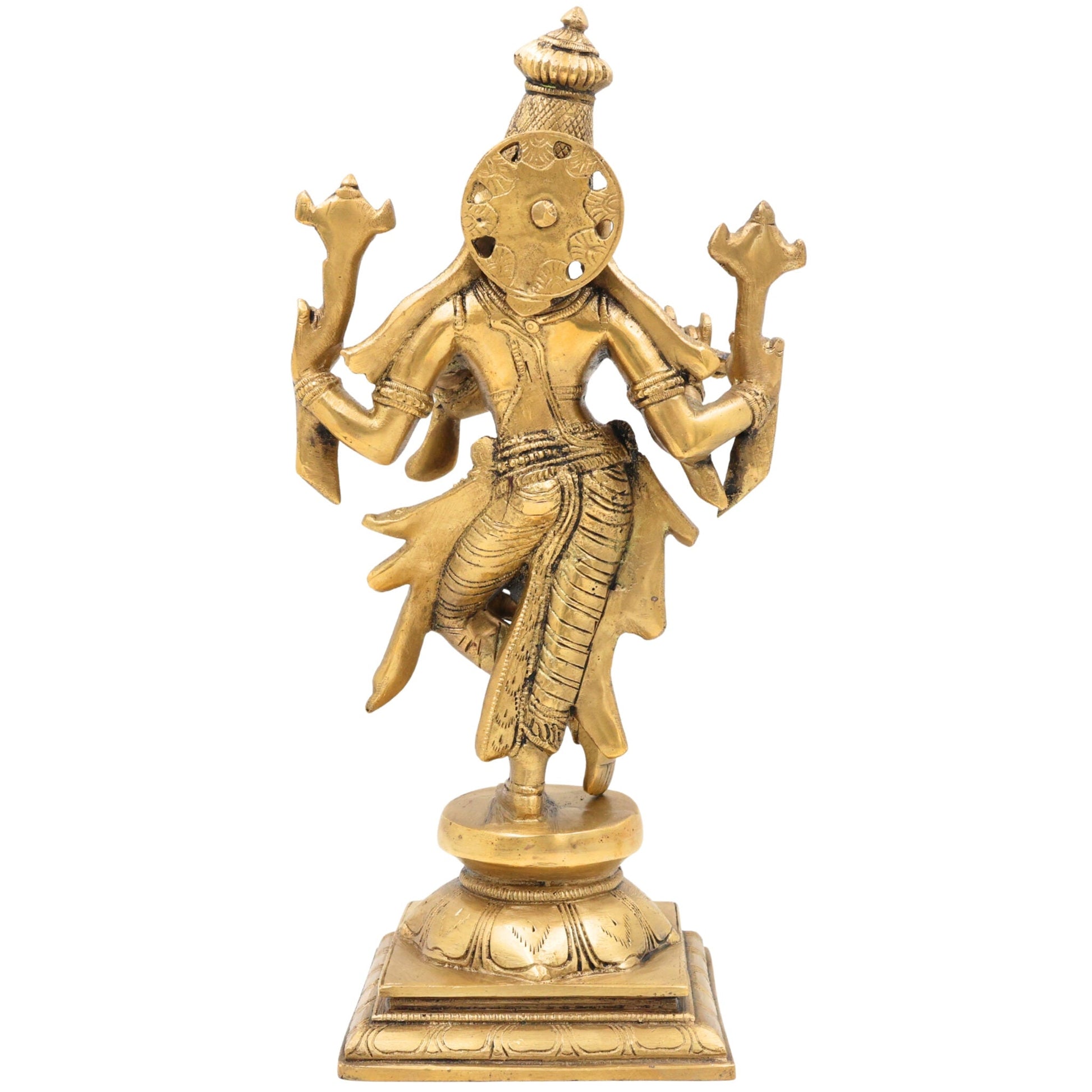 Brass Krishna Idol – Gopal Murti, Govinda Vigraham, Radha Krishna Sculpture for Pooja, Home Decor & Temple,Gold, 12 Inch, 1 Piece