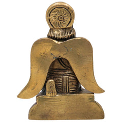 Brass Garuda Deva Idol | Vishnu Vahana | Suparna | Pakshiraja | Handcrafted Pital Murti for Temple, Puja, Vastu & Home Decor,Gold, 3.5 Inch, 1 Piece