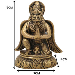 Brass Garuda Deva Idol | Vishnu Vahana | Suparna | Pakshiraja | Handcrafted Pital Murti for Temple, Puja, Vastu & Home Decor,Gold, 3.5 Inch, 1 Piece