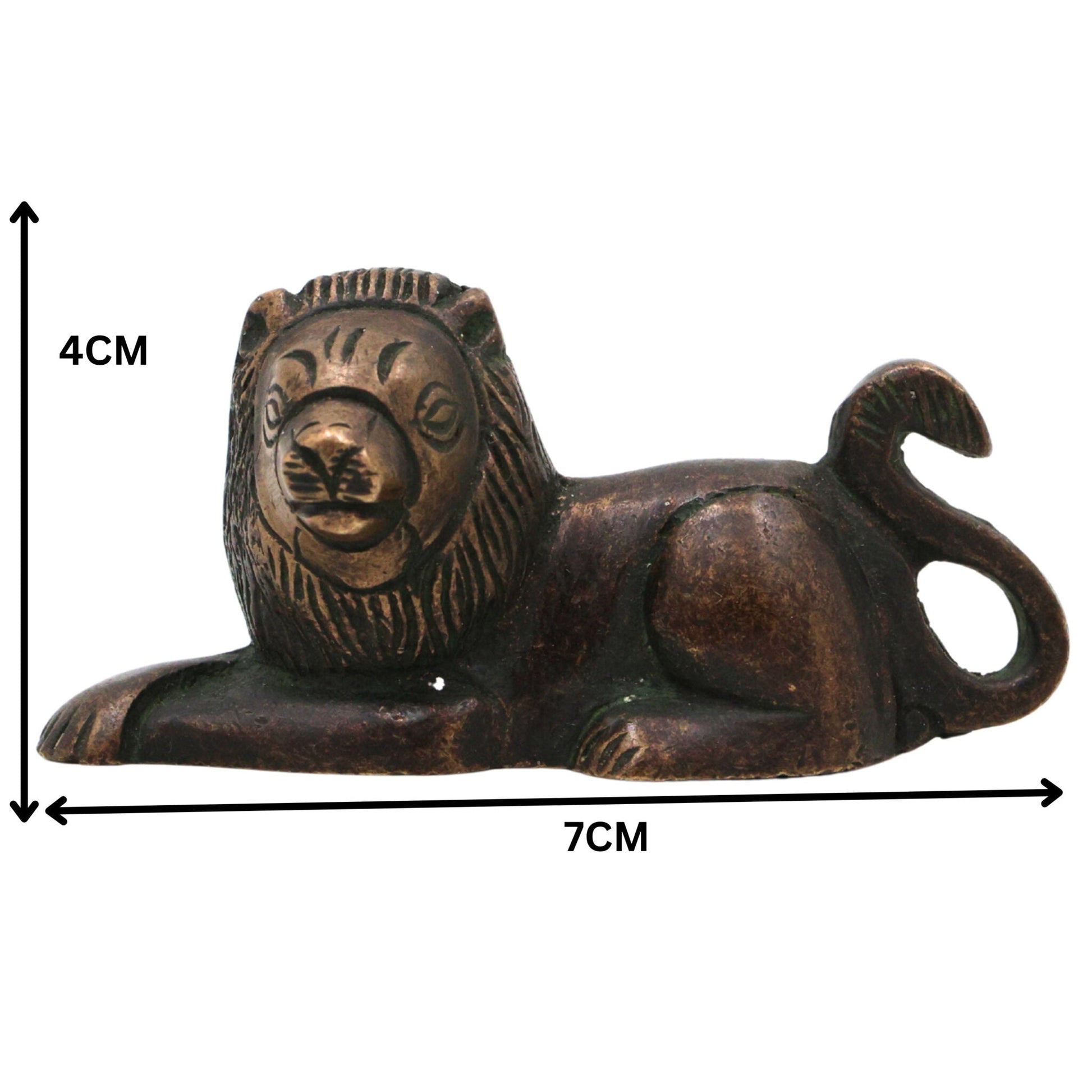 Handcrafted Brass Lion Idol Set – Simha, Sher, Narasimha Statue Figurines for Home, Office, Temple Decor | Peetal & Ashtadhatu Art Sculpture,Gold, 1.5 Inch, 1 Piece