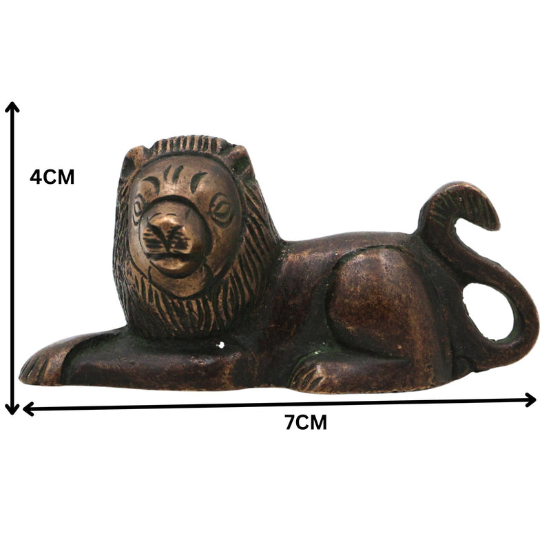 Handcrafted Brass Lion Idol Set – Simha, Sher, Narasimha Statue Figurines for Home, Office, Temple Decor | Peetal & Ashtadhatu Art Sculpture,Gold, 1.5 Inch, 1 Piece