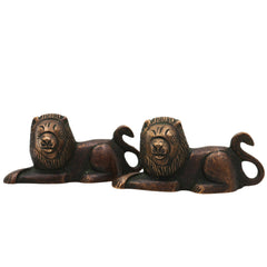 Handcrafted Brass Lion Idol Set – Simha, Sher, Narasimha Statue Figurines for Home, Office, Temple Decor | Peetal & Ashtadhatu Art Sculpture,Gold, 1.5 Inch, 1 Piece