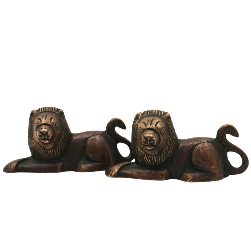 Handcrafted Brass Lion Idol Set – Simha, Sher, Narasimha Statue Figurines for Home, Office, Temple Decor | Peetal & Ashtadhatu Art Sculpture,Gold, 1.5 Inch, 1 Piece