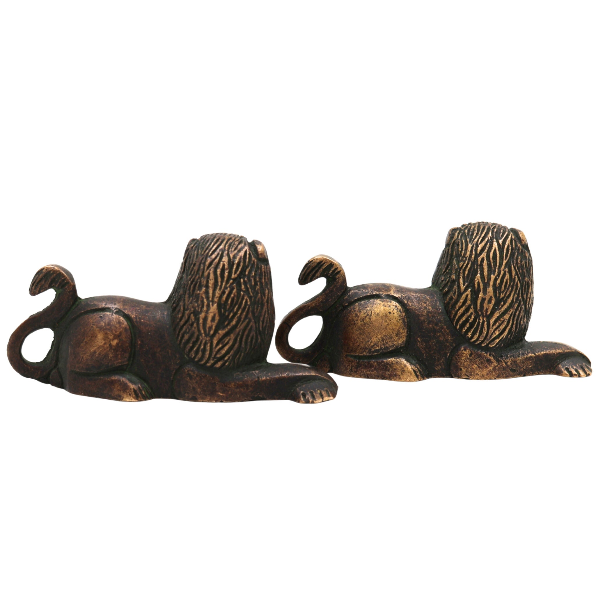Handcrafted Brass Lion Idol Set – Simha, Sher, Narasimha Statue Figurines for Home, Office, Temple Decor | Peetal & Ashtadhatu Art Sculpture,Gold, 1.5 Inch, 1 Piece