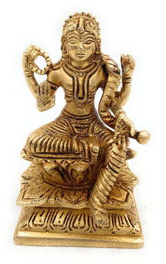 Brass Balambika Idol, Bala Tripurasundari Murti, Pital Bala Devi Statue, Bala Parameswari Vigraham,Gold, 5 Inch, 1 Piece