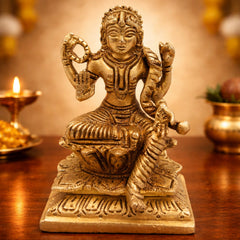 Brass Balambika Idol, Bala Tripurasundari Murti, Pital Bala Devi Statue, Bala Parameswari Vigraham,Gold, 5 Inch, 1 Piece