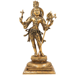 Brass Shiva Idol, Mahadev Murti, Bholenath Statue, Shankar Vigraha, Neelkanth Pooja Murti, Nataraja Spiritual Decor,Gold, 21.5 Inch, 1 Piece