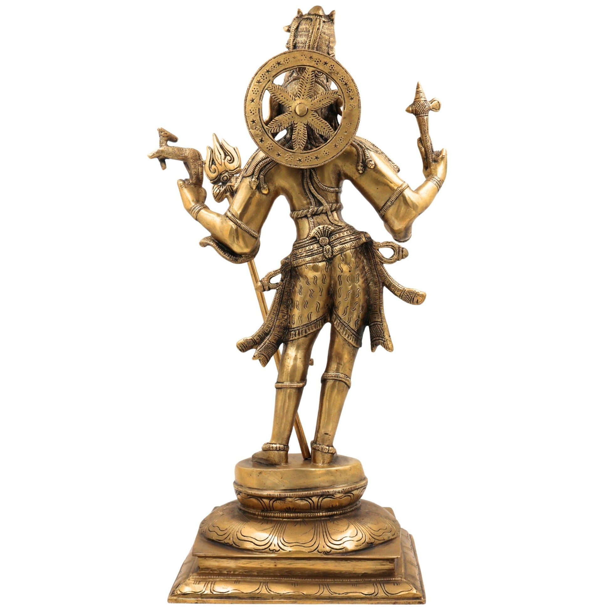 Brass Shiva Idol, Mahadev Murti, Bholenath Statue, Shankar Vigraha, Neelkanth Pooja Murti, Nataraja Spiritual Decor,Gold, 21.5 Inch, 1 Piece