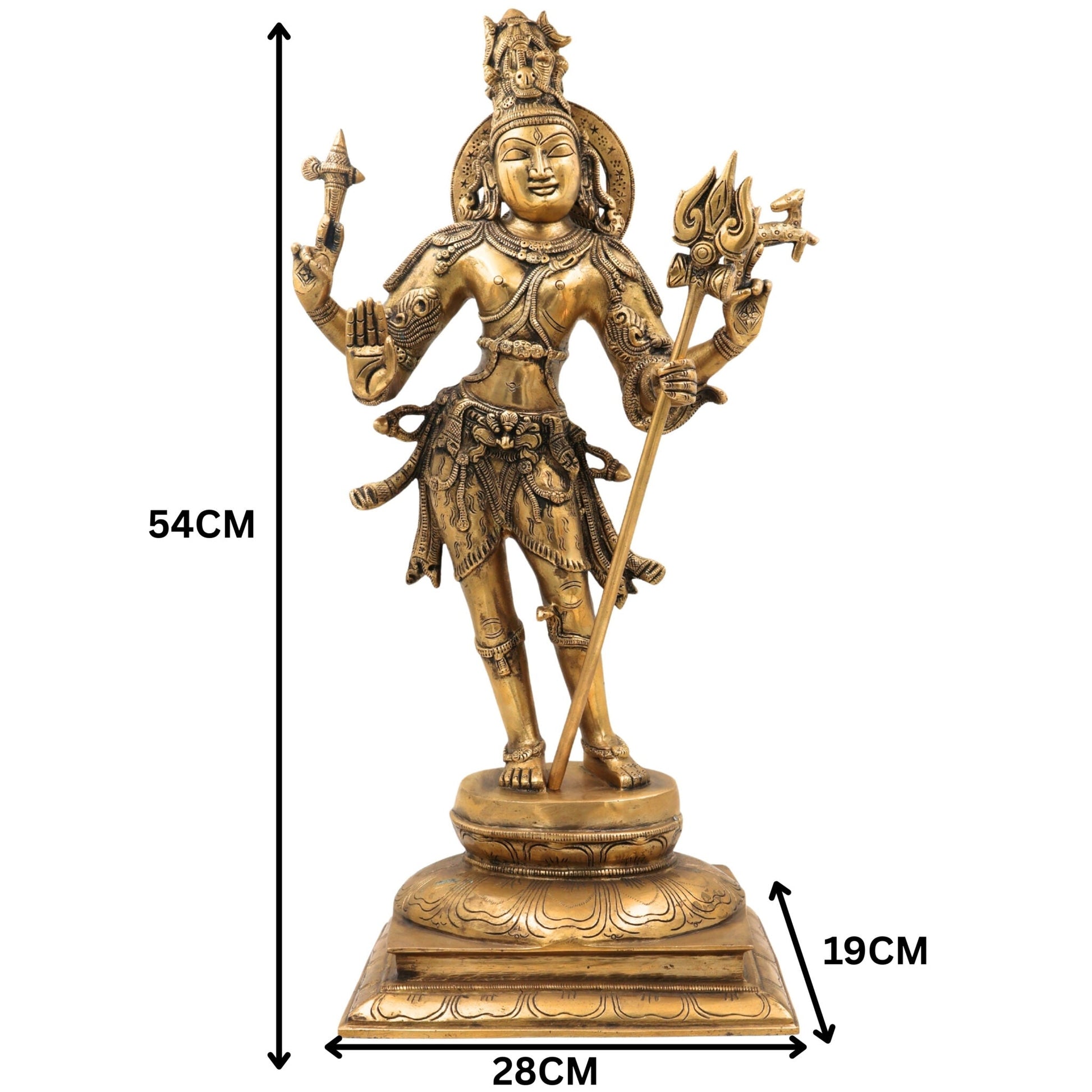 Brass Shiva Idol, Mahadev Murti, Bholenath Statue, Shankar Vigraha, Neelkanth Pooja Murti, Nataraja Spiritual Decor,Gold, 21.5 Inch, 1 Piece