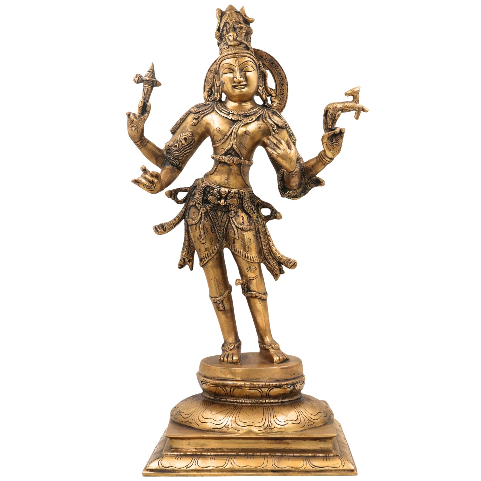 Brass Shiva Idol Statue | Mahadev Murti, Bholenath Vigraha, Shankar Pratima for Pooja, Home Decor & Temple Showpiece,Gold, 21.5 Inch, 1 Piece