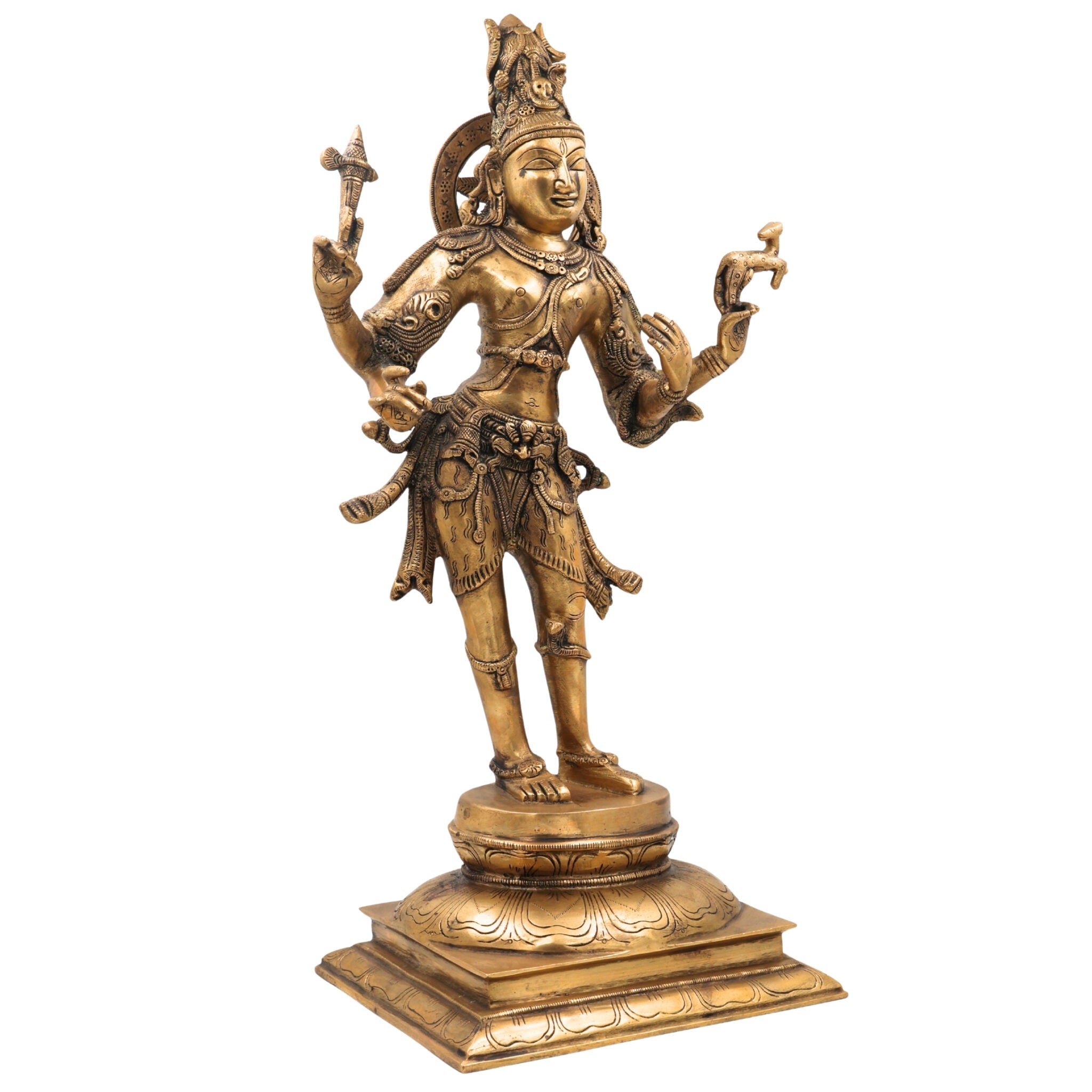 Brass Shiva Idol Statue | Mahadev Murti, Bholenath Vigraha, Shankar Pratima for Pooja, Home Decor & Temple Showpiece,Gold, 21.5 Inch, 1 Piece