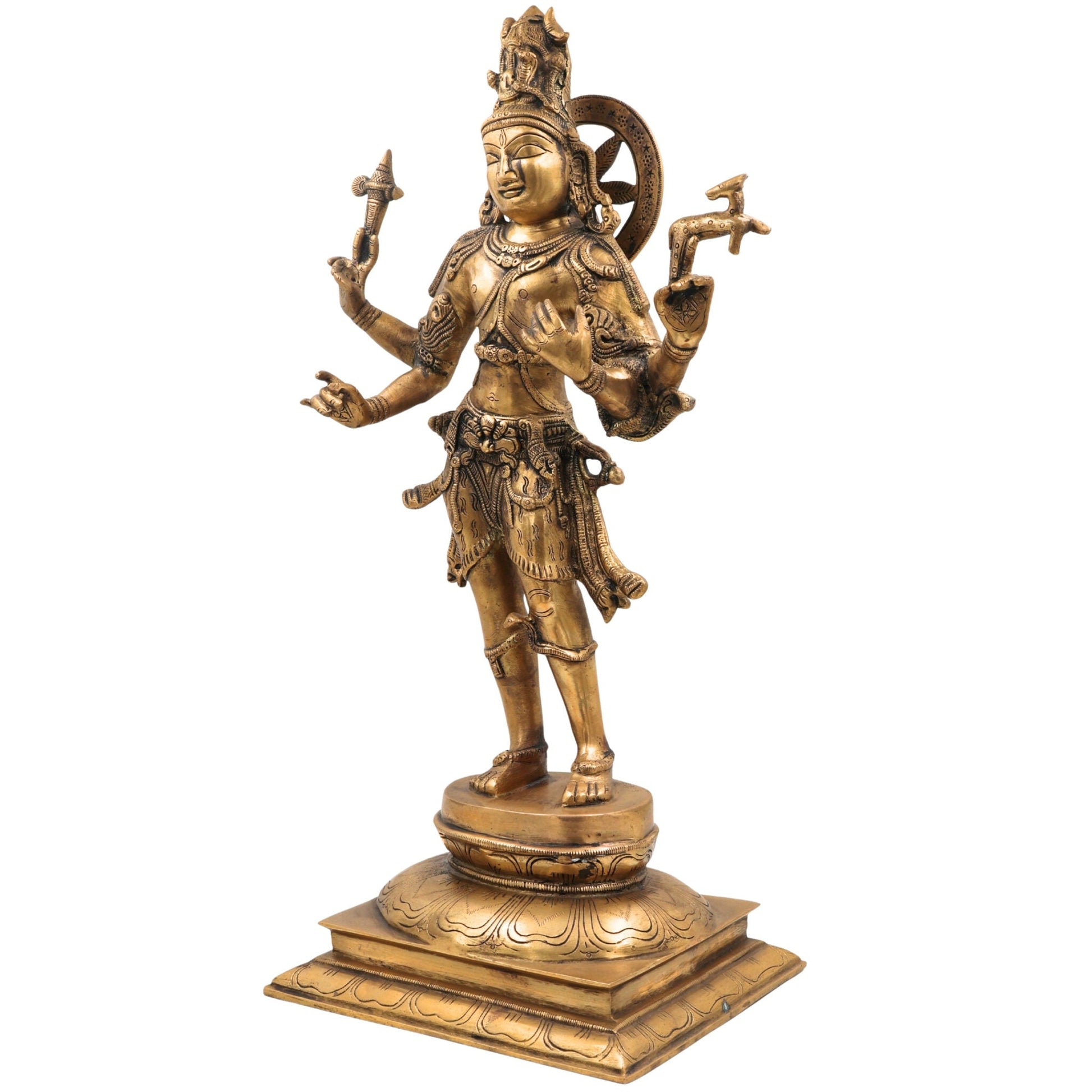 Brass Shiva Idol Statue | Mahadev Murti, Bholenath Vigraha, Shankar Pratima for Pooja, Home Decor & Temple Showpiece,Gold, 21.5 Inch, 1 Piece