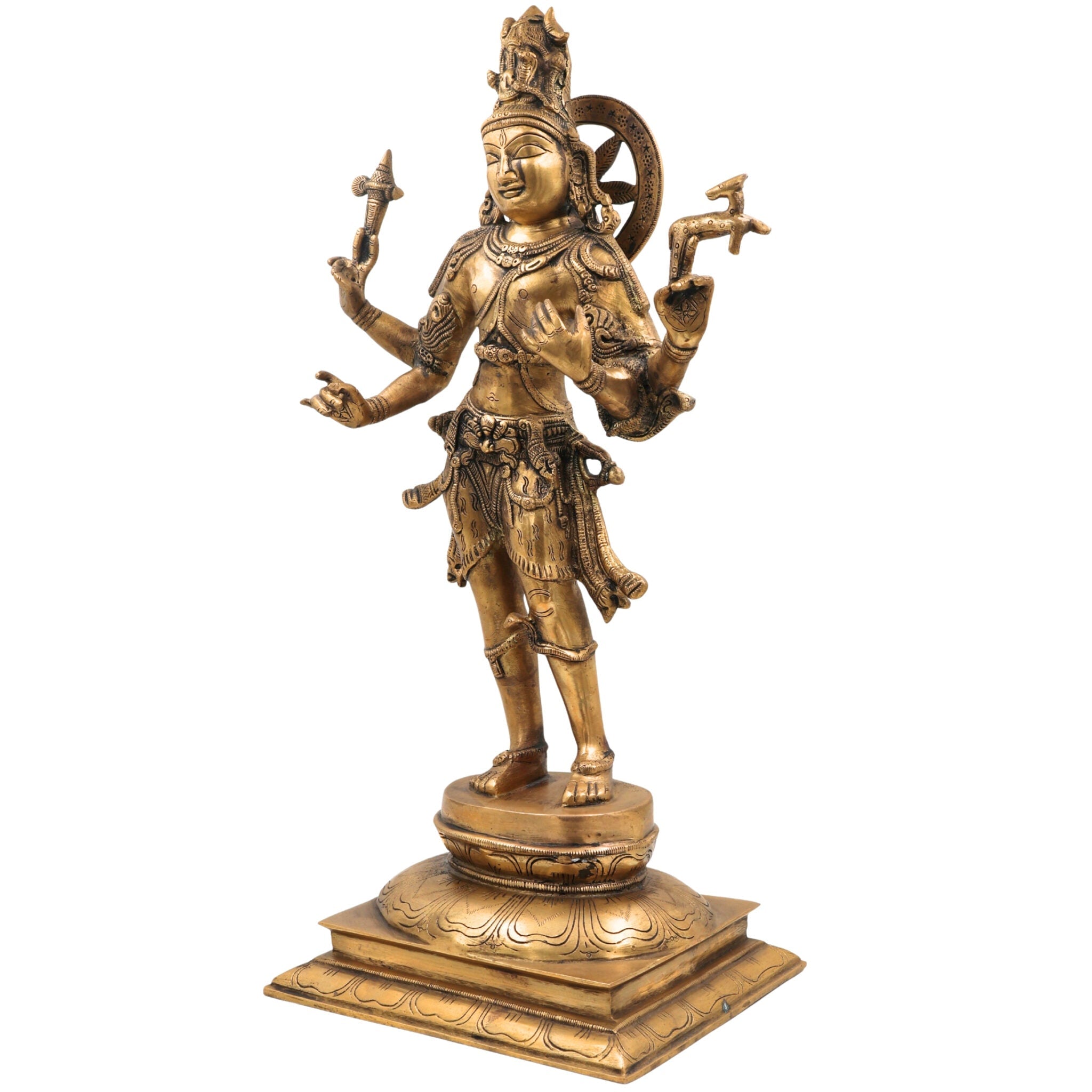 Brass Shiva Idol Statue | Mahadev Murti, Bholenath Vigraha, Shankar Pratima for Pooja, Home Decor & Temple Showpiece,Gold, 21.5 Inch, 1 Piece