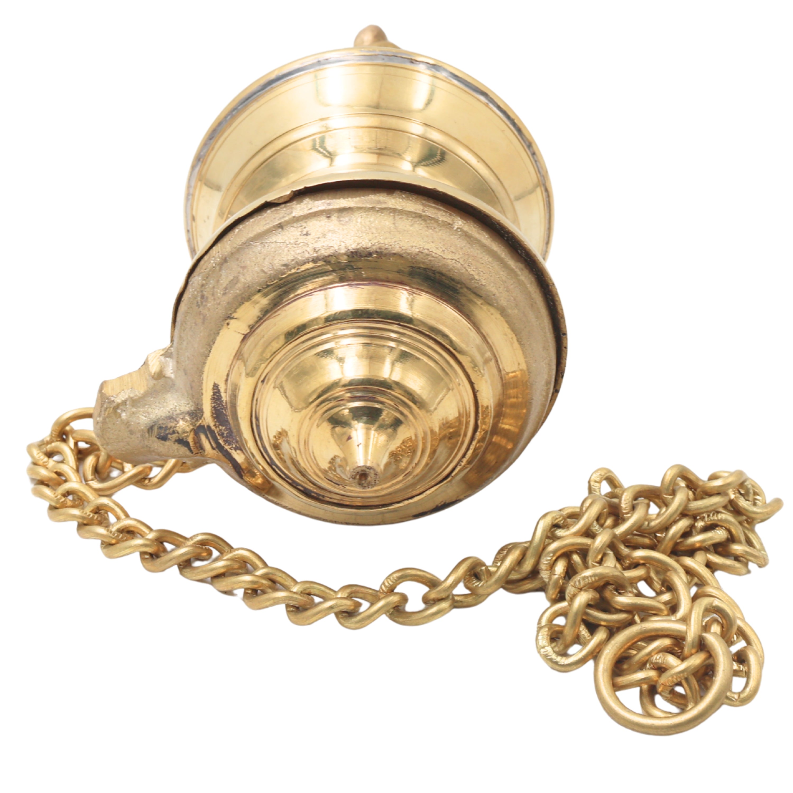 Bhunes Brass Hanging Traditional Lamps With Single Face, Diya, Pooja Lamp, Deep, Deepam For Home Décor,Gold, 13.5 Inch, 1 Piece