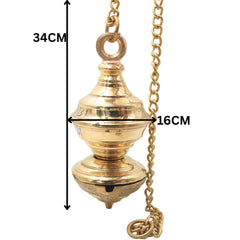 Bhunes Brass Hanging Traditional Lamps With Single Face, Diya, Pooja Lamp, Deep, Deepam For Home Décor,Gold, 13.5 Inch, 1 Piece