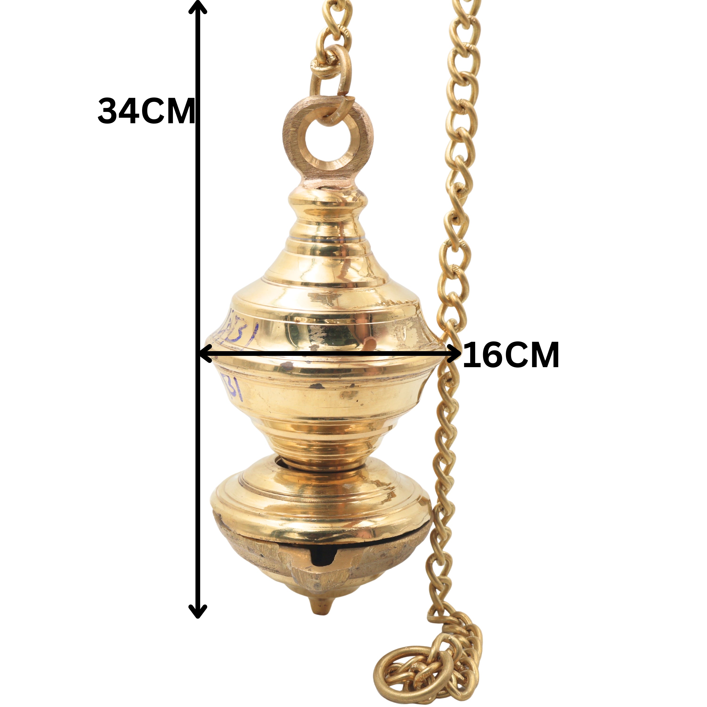 Bhunes Brass Hanging Traditional Lamps With Single Face, Diya, Pooja Lamp, Deep, Deepam For Home Décor,Gold, 13.5 Inch, 1 Piece