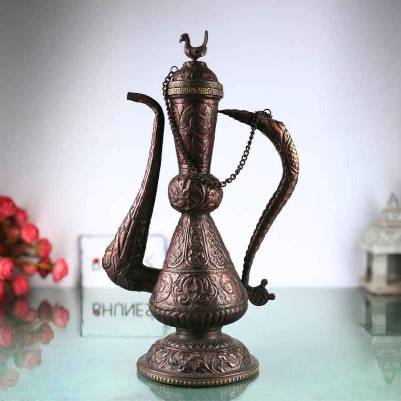 Bhunes Brass, Surahi, Suraahee, Ewer, Pitcher, Kettle, Ketalee, Kettledrum, Jar, Pot, Surai, Jug, Showpeice, Gift, Home Decor,Gold, 15 Inch, 1 Piece