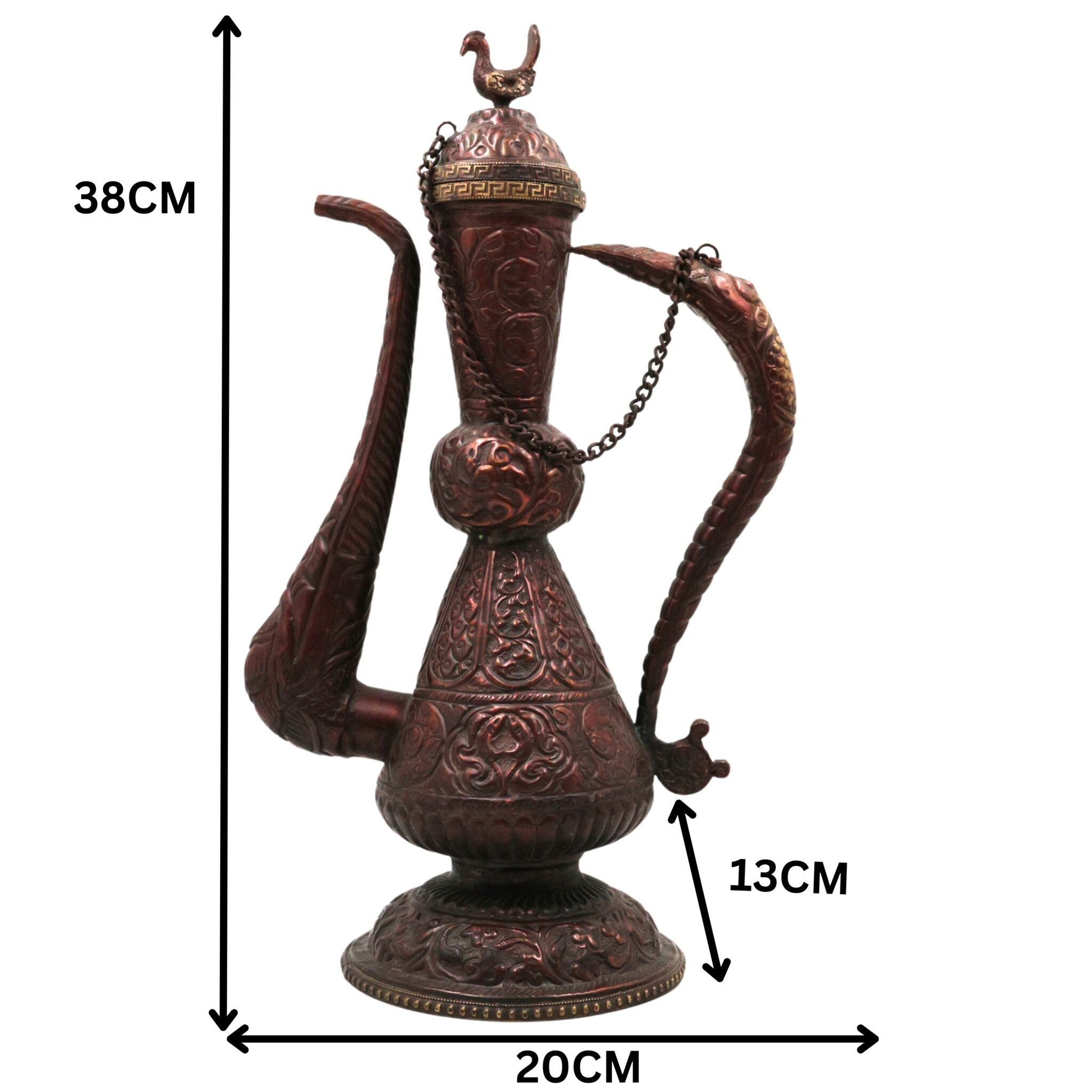 Bhunes Brass, Surahi, Suraahee, Ewer, Pitcher, Kettle, Ketalee, Kettledrum, Jar, Pot, Surai, Jug, Showpeice, Gift, Home Decor,Gold, 15 Inch, 1 Piece