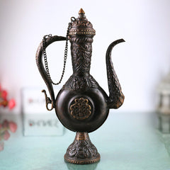 Brass Kettle Idol, Peetal Pital Pittal Ketli, Vintage Indian Surahi Pot,Gold, 7 Inch, 1 Piece