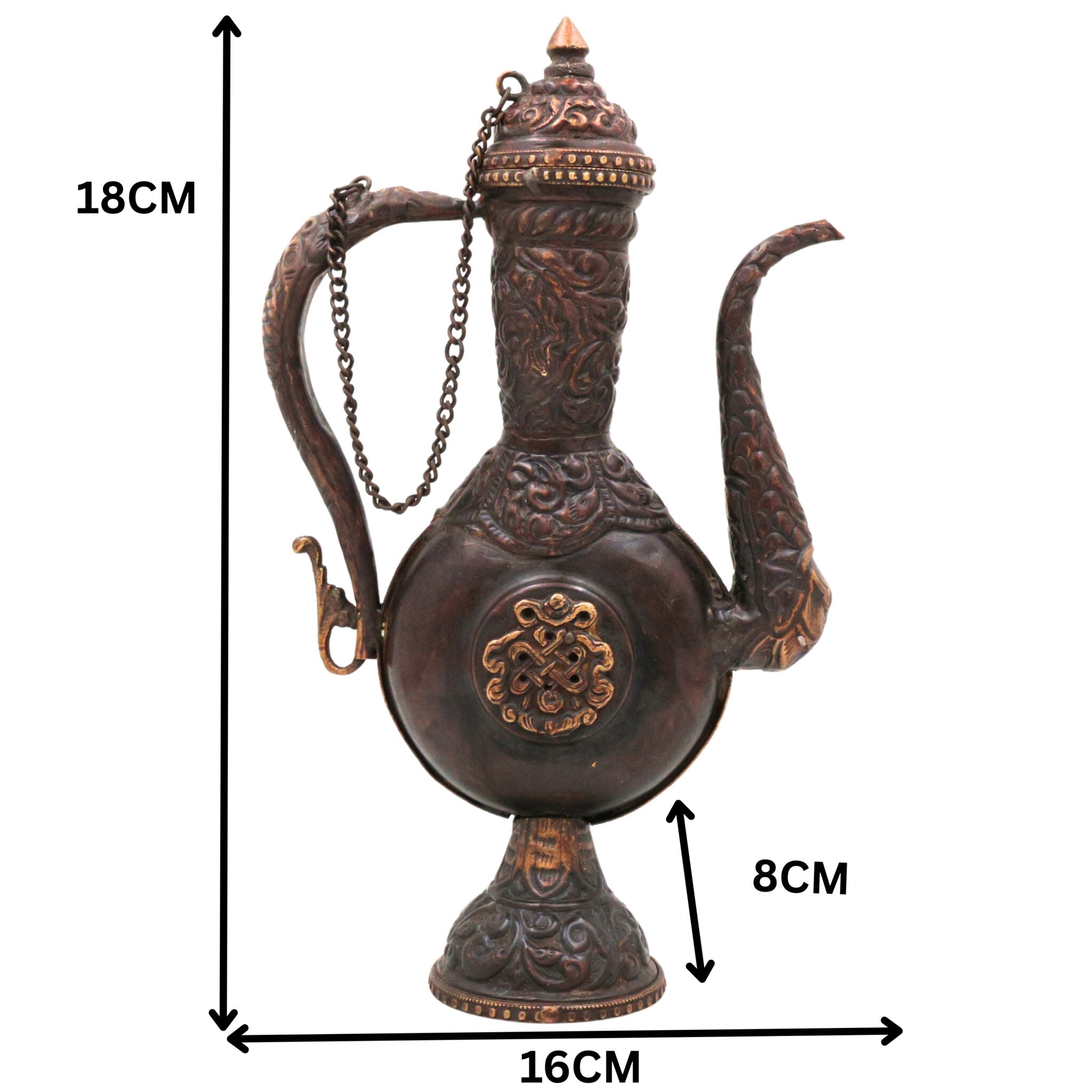 Brass Kettle Idol, Peetal Pital Pittal Ketli, Vintage Indian Surahi Pot,Gold, 7 Inch, 1 Piece