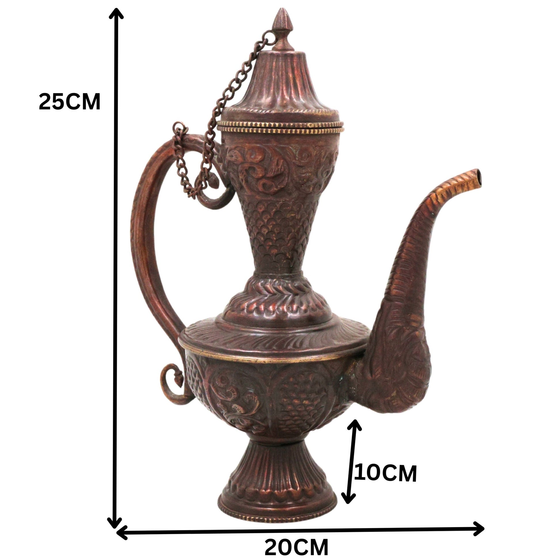 Bhunes Brass, Surahi, Surai, Suraahee, Ewer, Pitcher, Kettle, Ketalee, Kettledrum, Jar, Pot, Jug, Showpeice, Gift, Home Decor,Gold, 10 Inch, 1 Piece