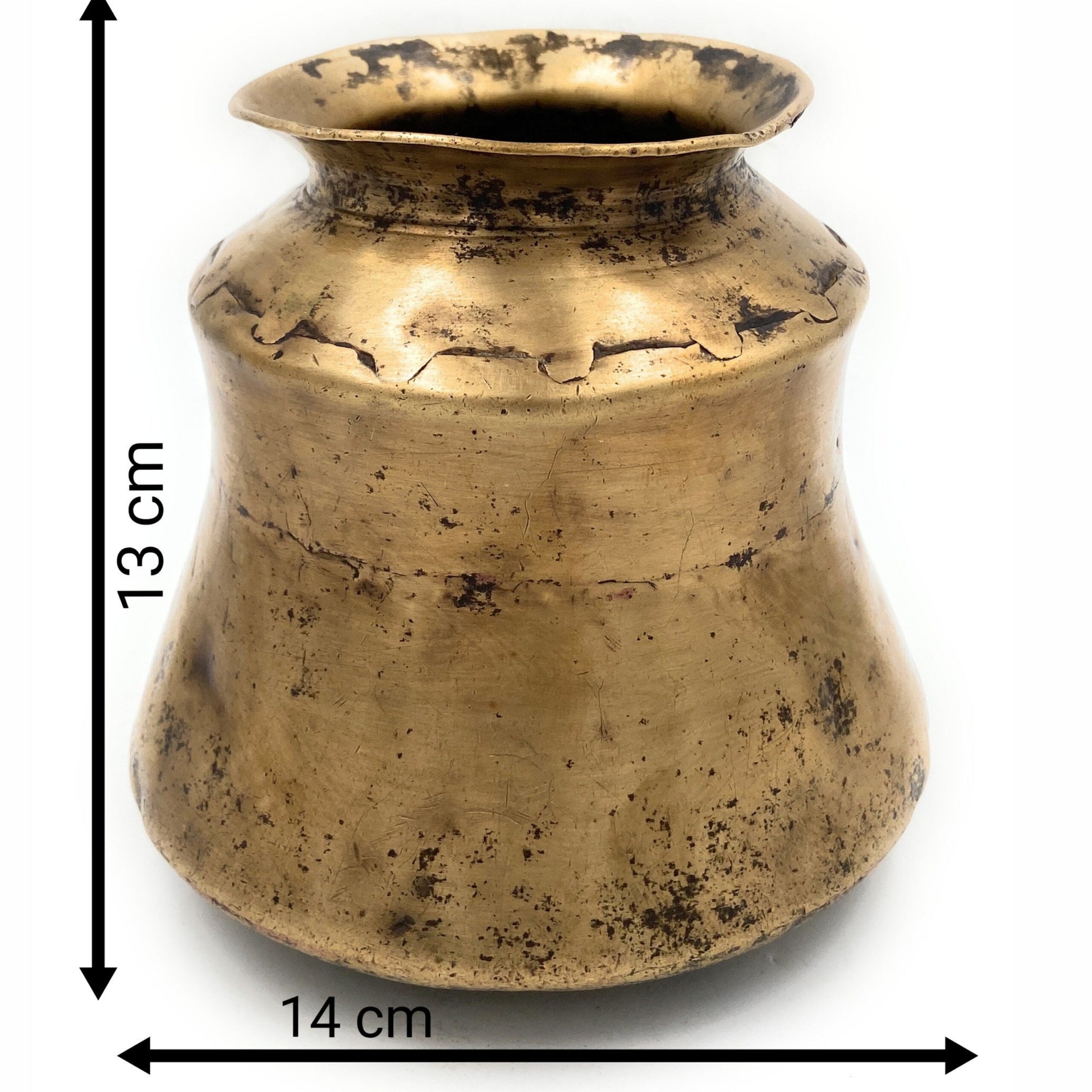 Bhunes Brass Antiques Loota, Lota, Chambu, Lotiya, Water Kamandal,Gold, 5 Inch, 1 Piece