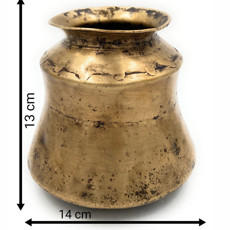 Bhunes Brass Antiques Loota, Lota, Chambu, Lotiya, Water Kamandal,Gold, 5 Inch, 1 Piece
