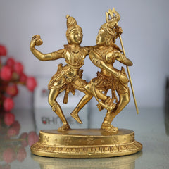 Brass Shiva Parvati Idol | Uma Maheshwara Murti | Gauri Shankar Vigraha | Shivling Pooja Moorti for Home Temple Decor,Gold, 7 Inch, 1 Piece