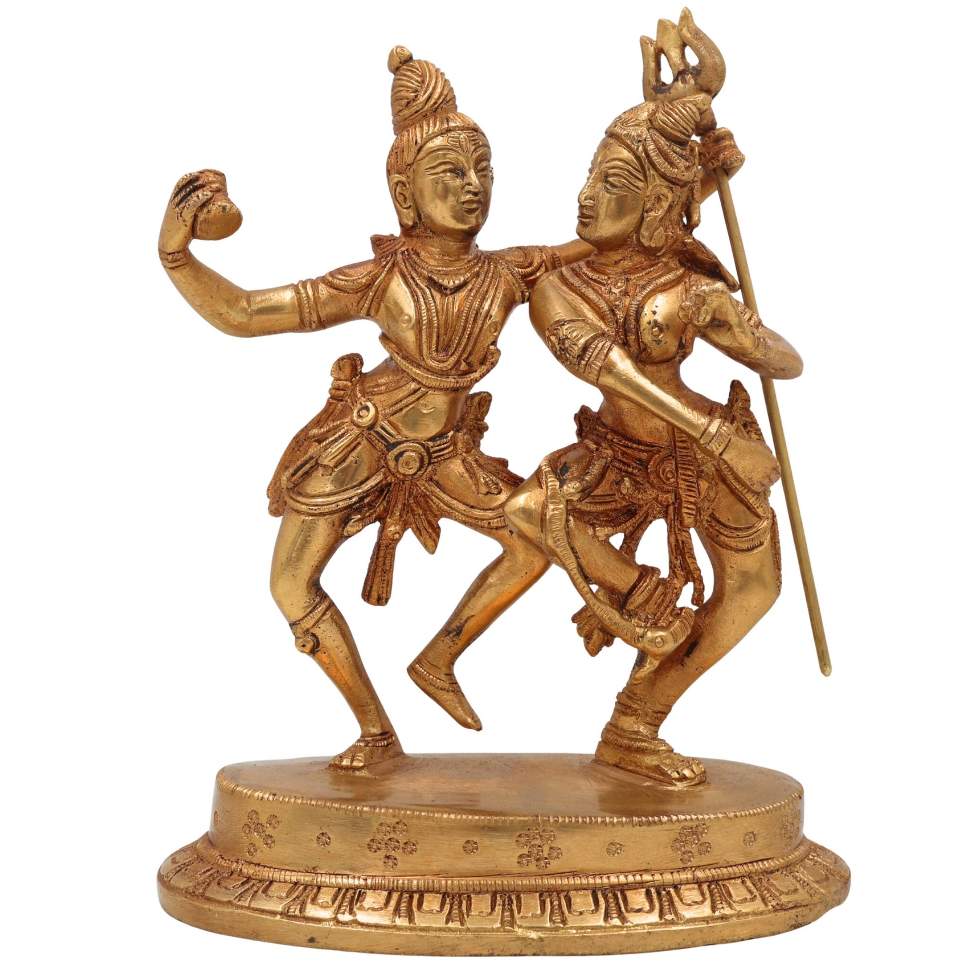 Brass Shiva Parvati Idol | Uma Maheshwara Murti | Gauri Shankar Vigraha | Shivling Pooja Moorti for Home Temple Decor,Gold, 7 Inch, 1 Piece