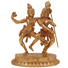 Brass Shiva Parvati Idol | Uma Maheshwara Murti | Gauri Shankar Vigraha | Shivling Pooja Moorti for Home Temple Decor,Gold, 7 Inch, 1 Piece