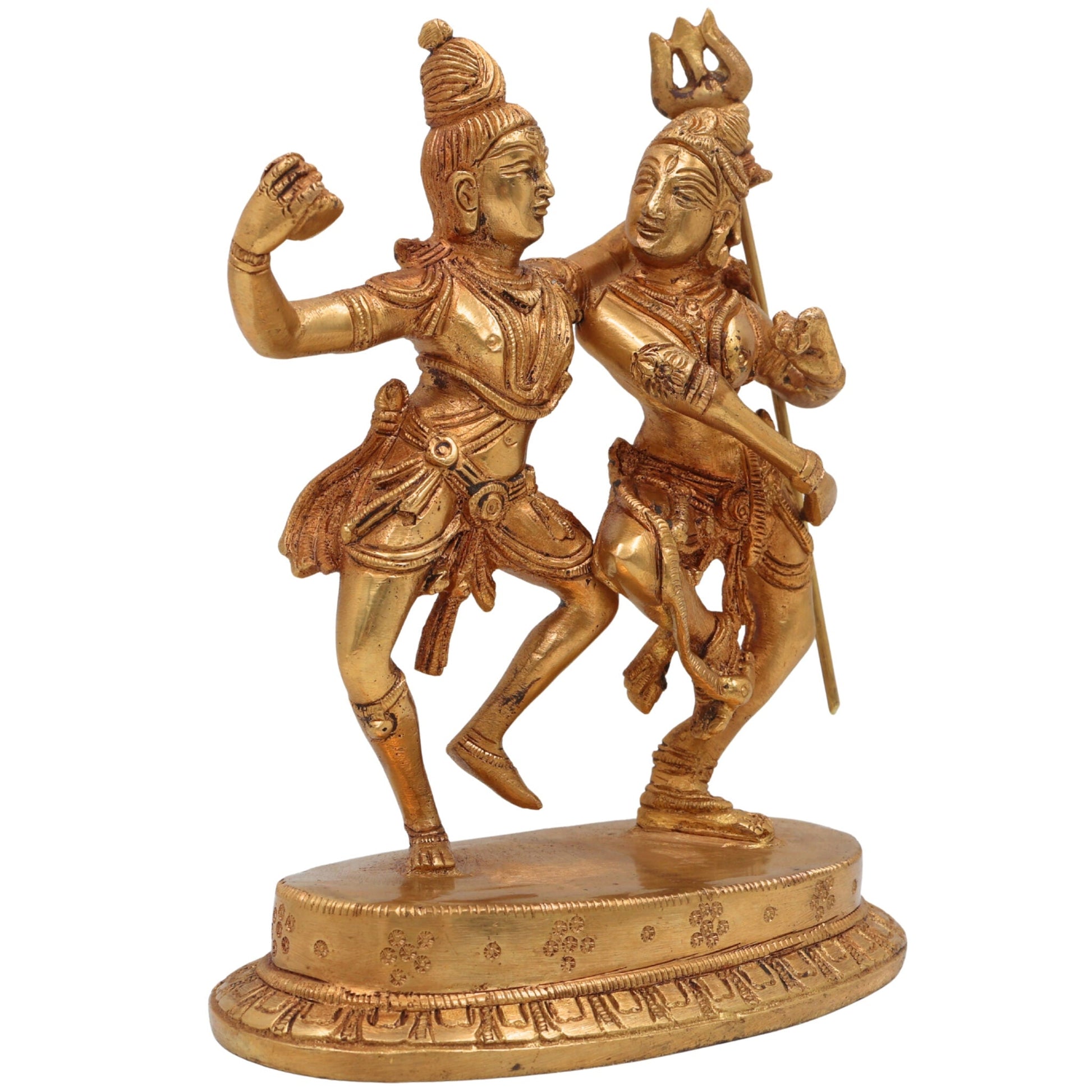 Brass Shiva Parvati Idol | Uma Maheshwara Murti | Gauri Shankar Vigraha | Shivling Pooja Moorti for Home Temple Decor,Gold, 7 Inch, 1 Piece