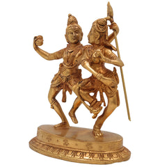 Brass Shiva Parvati Idol | Uma Maheshwara Murti | Gauri Shankar Vigraha | Shivling Pooja Moorti for Home Temple Decor,Gold, 7 Inch, 1 Piece
