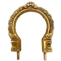 Brass Prabhavali for Home Temple, Small Traditional Arch Frame, Wall Hanging Deity Backdrop, Pooja Mandir Decor, Makara Torana, Tiruvasi, Thiruvachi, Kirtimukha Design, Gold, 6.5 Inch, 1 Piece