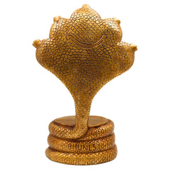 Bhunes Brass Sheshnag Singhasan with Five Heads, Snake Prabhavali Peetha Peetalu Peetham Bajot for Temple, Pooja Mandir Stand, and Home Decor, Gold, 10.5 Inch, 1 Piece