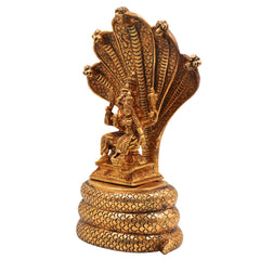 Brass lakshmi Narasimha Swamy on Sheshnag Idol | Lakshmi Narasimha Murti | Yoga Narasimha Vigraha | Ugra Narasimha Statue | Narasingha Brass Moorti for Pooja, Home & Temple Decor,Gold, 10.5 Inch, 1 Piece
