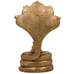 Handcrafted Brass Murugan with Sheshnag Idol – Lord Kartikeya | Skanda | Subramanya | Shanmukha Pital Statue for Home Temple Pooja & Gifts,Gold, 10.5 Inch, 1 Piece