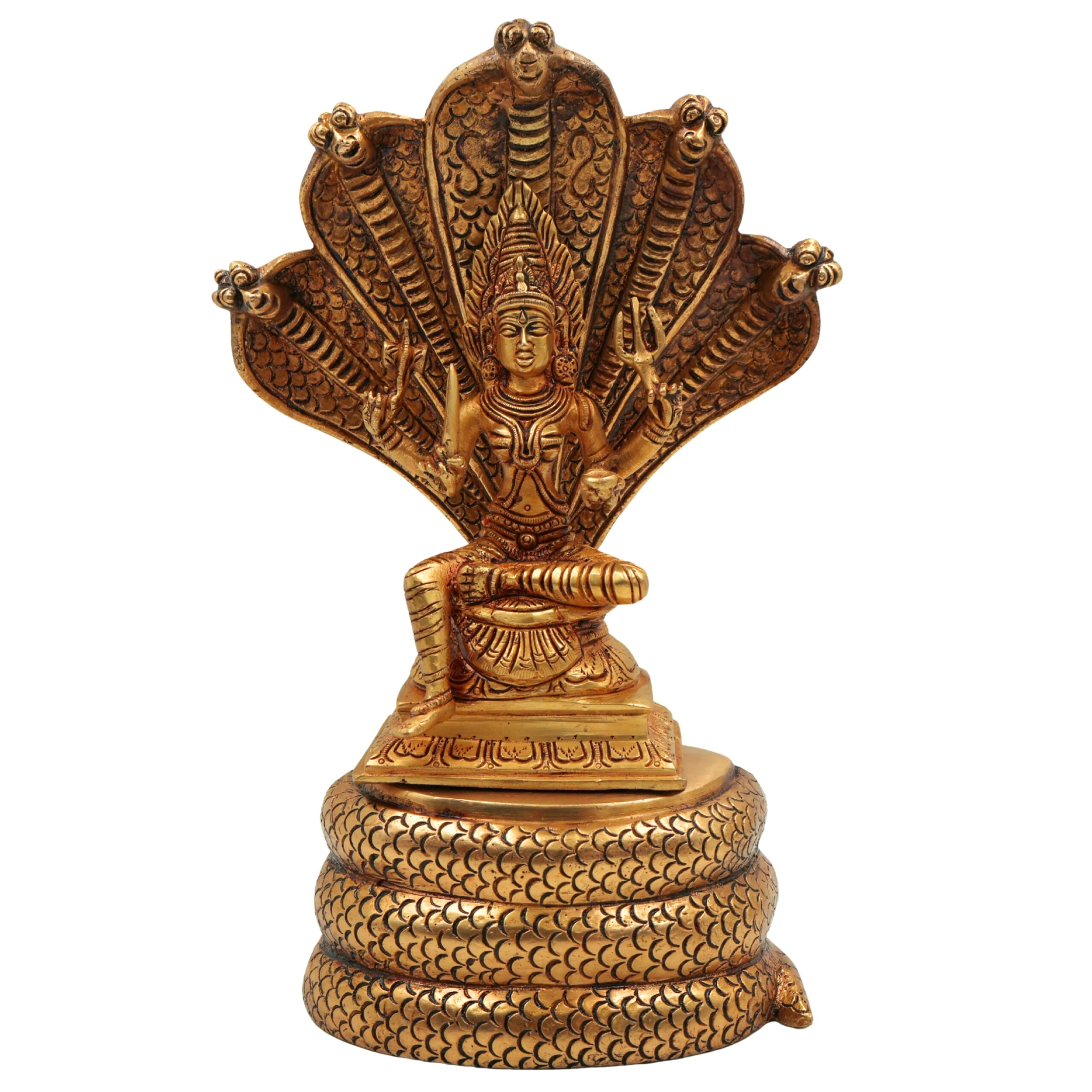 Brass Mariamman Idol | Mari Amman Murti | Mariyammal Devi Statue | Shakti Durga Silai | Kuladeivam Moorthi | Samayapuram Mariamman Vigraham | South Indian Goddess Pooja Idol,Gold, 10.5 Inch, 1 Piece