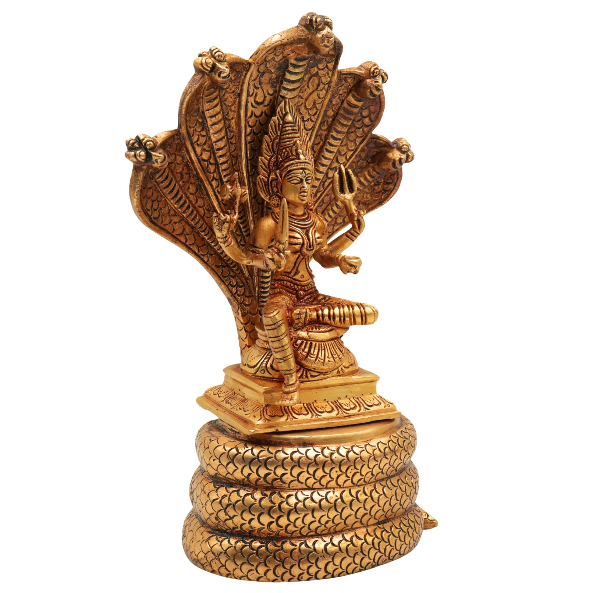 Brass Mariamman Idol | Mari Amman Murti | Mariyammal Devi Statue | Shakti Durga Silai | Kuladeivam Moorthi | Samayapuram Mariamman Vigraham | South Indian Goddess Pooja Idol,Gold, 10.5 Inch, 1 Piece