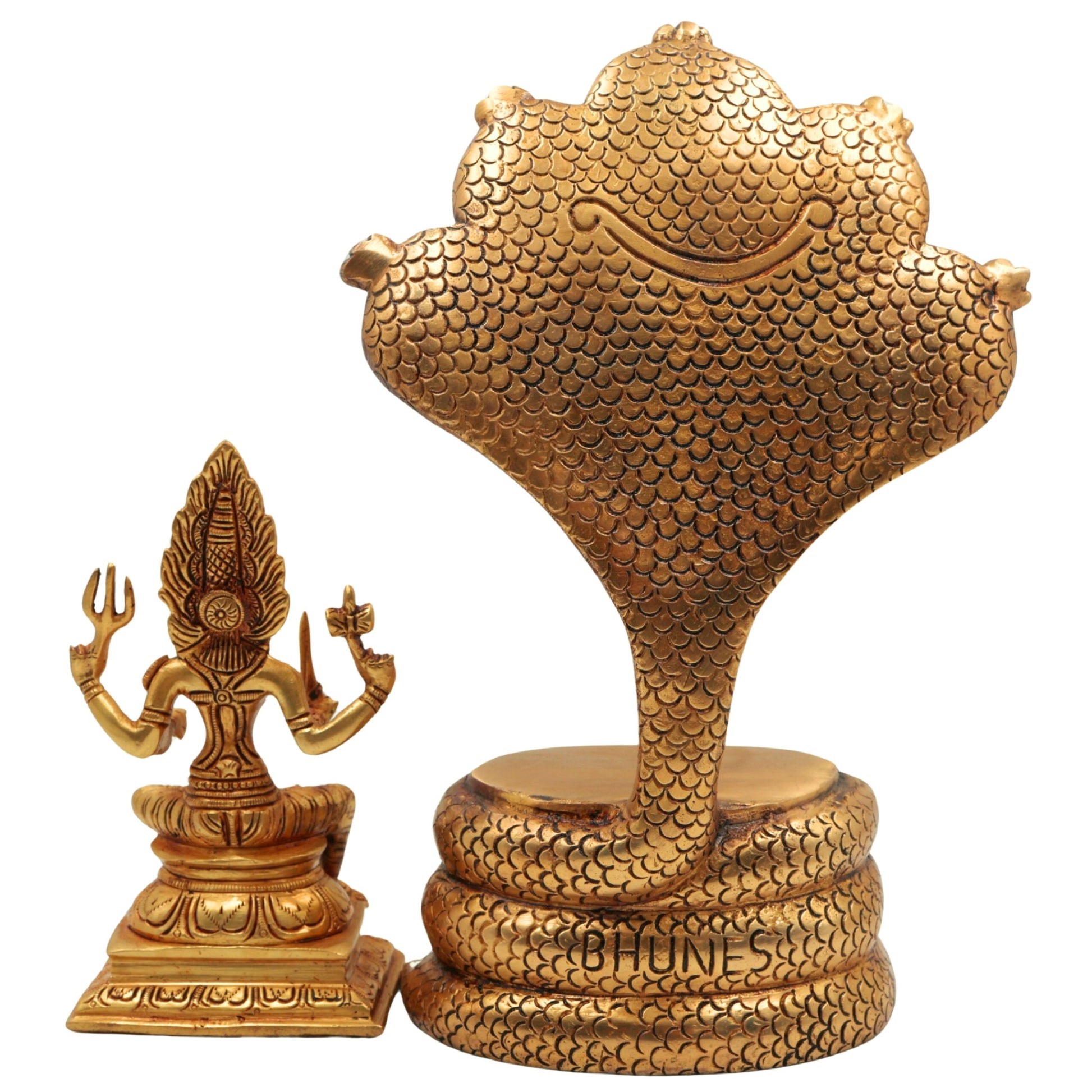 Brass Mariamman Idol | Mari Amman Murti | Mariyammal Devi Statue | Shakti Durga Silai | Kuladeivam Moorthi | Samayapuram Mariamman Vigraham | South Indian Goddess Pooja Idol,Gold, 10.5 Inch, 1 Piece
