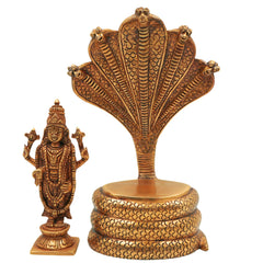 Brass Venkateshwara Idol - Balaji on Sheshanag Murti, Srinivasa Statue for Home Decor, Temple, Pooja, and Spiritual Gifting,Gold, 10.5 Inch, 1 Piece