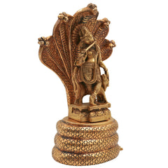 Brass Krishna Idol on Sheshnag | Gopal, Balakrishna, Radha Krishna Murti for Home, Temple & Pooja Decor,Gold, 10.5 Inch, 1 Piece