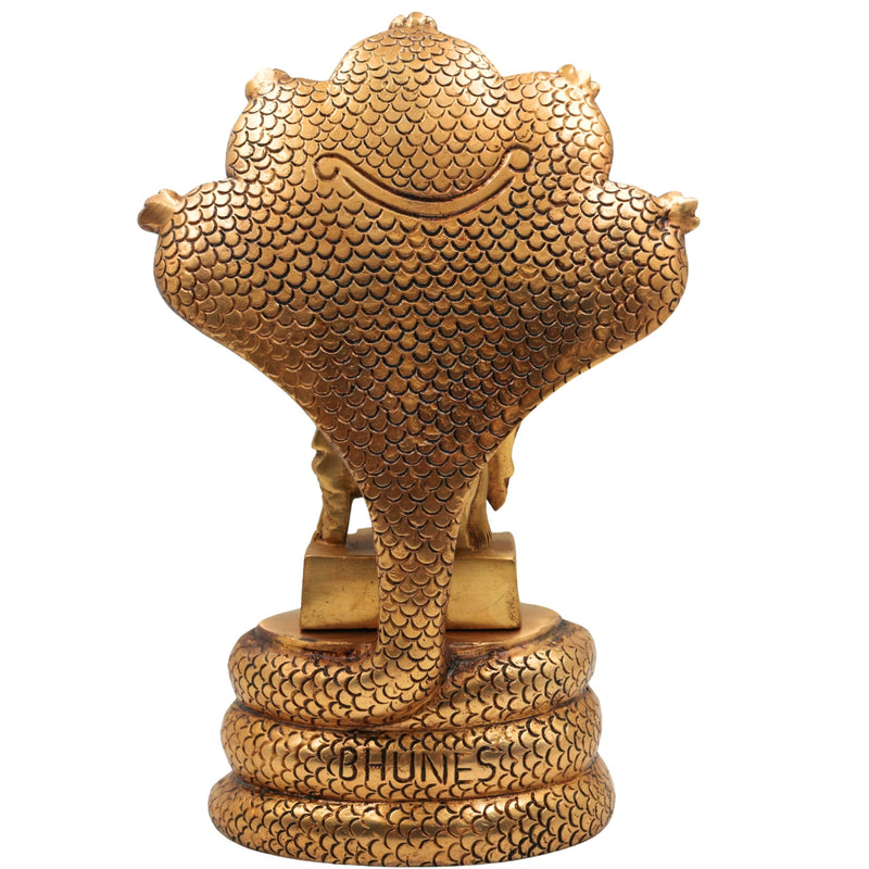 Brass Krishna Idol on Sheshnag | Gopal, Balakrishna, Radha Krishna Murti for Home, Temple & Pooja Decor,Gold, 10.5 Inch, 1 Piece
