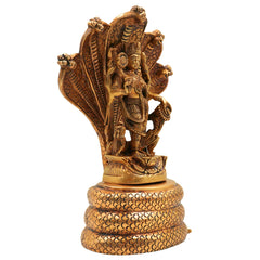 Brass Durga Devi on Sheshnag Idol – Sheshnag Vahini Mahishasura Mardini Murti | Naga Devi Shakti Moorthi for Puja, Temple & Home Decor,Gold, 10.5 Inch, 1 Piece