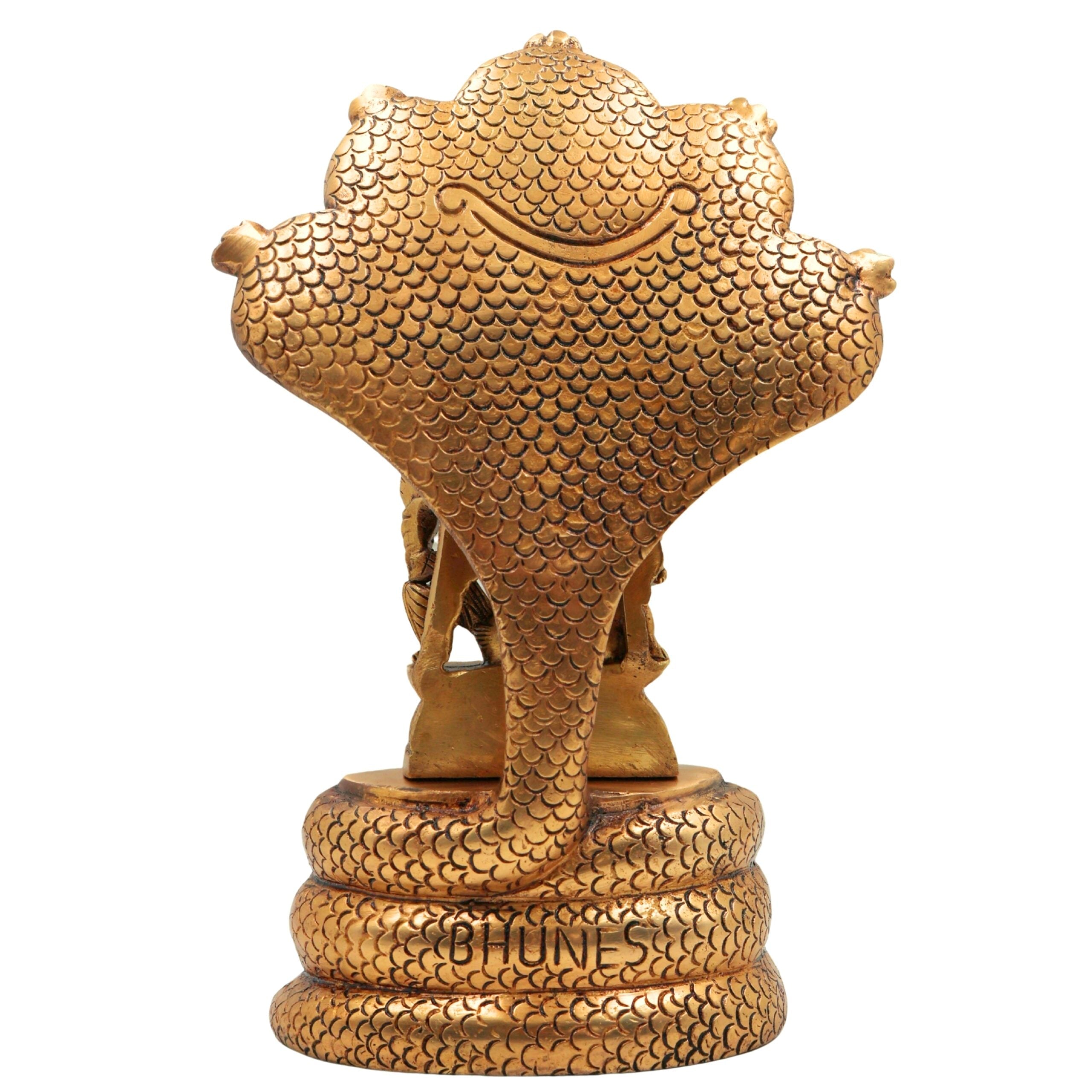 Brass Durga Devi on Sheshnag Idol – Sheshnag Vahini Mahishasura Mardini Murti | Naga Devi Shakti Moorthi for Puja, Temple & Home Decor,Gold, 10.5 Inch, 1 Piece