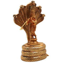 Lord Krishna with Shesh Naga Idol – Balakrishna, Gopal, Murli Manohar, Panchaloha Handcrafted Krishna Murti Statue for Pooja & Home Decor,Gold, 10.5 Inch, 1 Piece
