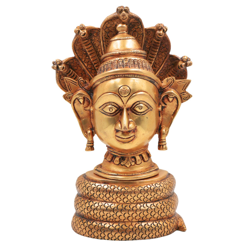 Brass Gowri Sheshnag Idol – Shesha Gauri Head on Serpent Hood | Naga Devatha Gauri Face Murti for Puja, Home Decor & Gifting,Gold, 10.5 Inch, 1 Piece