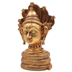 Brass Gowri Sheshnag Idol – Shesha Gauri Head on Serpent Hood | Naga Devatha Gauri Face Murti for Puja, Home Decor & Gifting,Gold, 10.5 Inch, 1 Piece