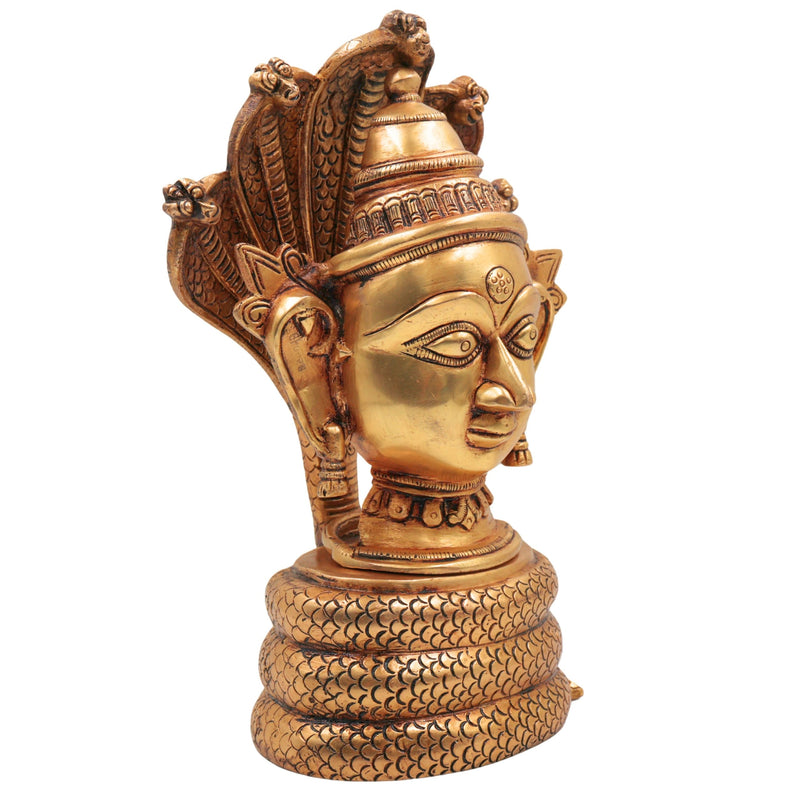 Brass Gowri Sheshnag Idol – Shesha Gauri Head on Serpent Hood | Naga Devatha Gauri Face Murti for Puja, Home Decor & Gifting,Gold, 10.5 Inch, 1 Piece